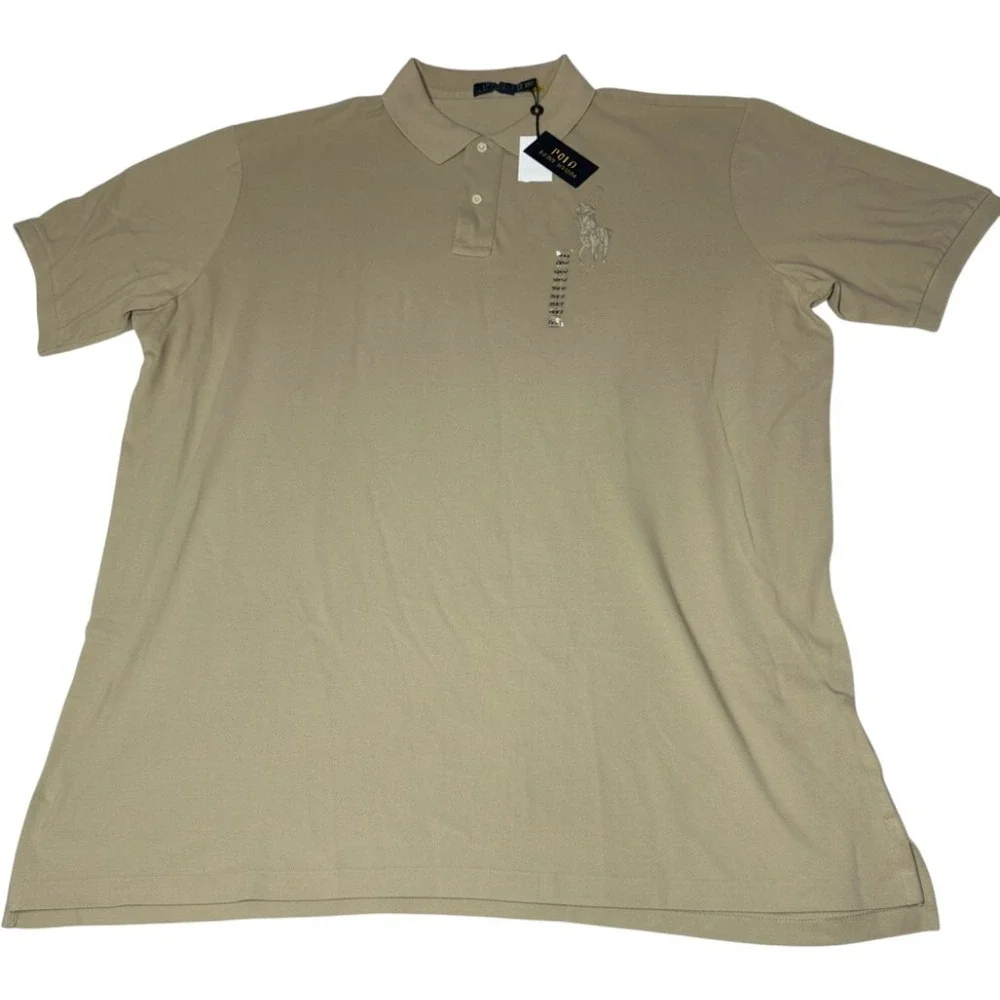 Polo Ralph Lauren Mens 4XLT Tan Big Pony Cotton Short Sleeve Polo Shirt New